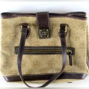 Dooney & Bourke RARE Vintage EUC Donegal Crest Canvas&Leather Shoulder Tote Bag